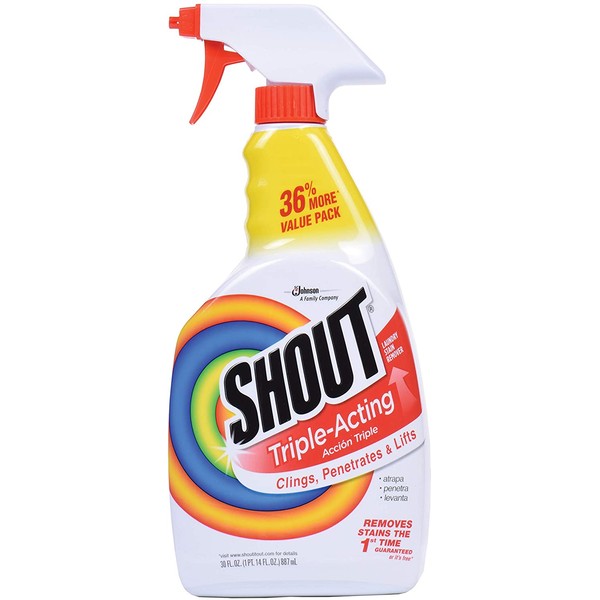 Shout Triple-Acting Laundry Stain Remover Spray Bottle for Everyday Stains, 30 fl oz Value Pack