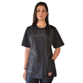 Ladybird Line 950 Classic Black Waterproof Styling Jacket, Hair and Bleach Resistant with Covered Zipper Panel, Mesh Back and Back Tie Belt, Ideal for Pet Groomers, Barbers, and Hair Stylists - S