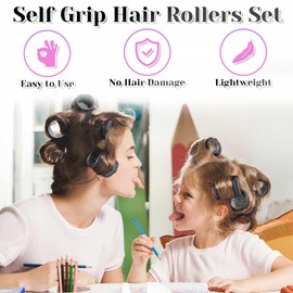 Rollers Hair Curlers 30Pcs Set with 18Pcs Hair Roller 3 Sizes (6 Large Rollers, 6 Medium Rollers, 6 Small Rollers) and 12 Clips and Storage Bag for Long Medium Short Hair Volume