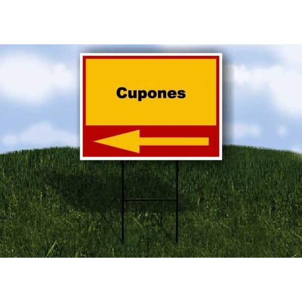 Cupones Spanish Red Yellow Left Arrow 1 Single Sided 18x24