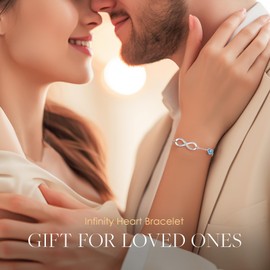 CDE Infinity Heart Symbol Charm Link Bracelet for Women 925 Sterling Silver Stainless Steel Adjustable Anniversary Jewelry Christmas Birthday Gifts for Women Wife Girlfriend Her (Sterling Silver-03-Mar.)