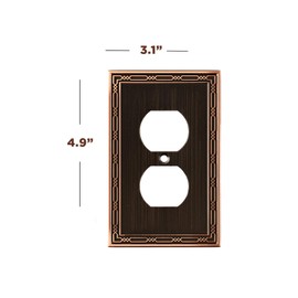 SleekLighting Duplex Wall plates | Decorative Zinc Cast Bronze Finish | Aged Oil-Rubbed electric Outlet Covers| Style: 1 Gang Duplex (4 Pack)