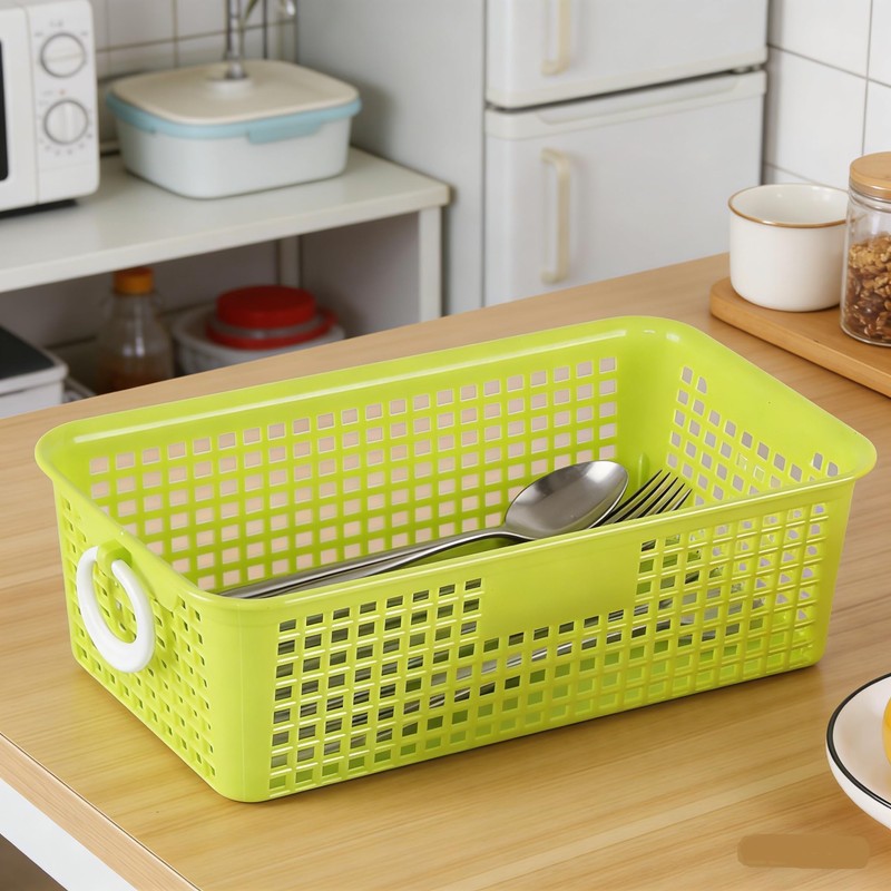Buyitt Colorful Plastic Storage Baskets with Handle, Small Desktop Storage