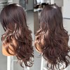 Jolelyne Highlight Ombre Brown Layered Wavy Wig With Curtain Bangs
