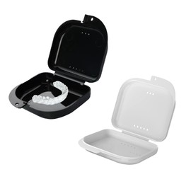 QHFlashbuy Zahnspangenbox,2 Stück Zahnspangendose Zahnprothesen Box mit Atmungsaktiven Löchern Prothesendose Gebissdose für die Aufbewahrung von Retainern,Mundschutz,Zahnersatz,Zahnspangen