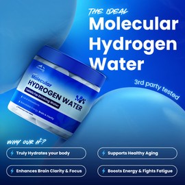 PHM Hydrogen Water Tablets for Drinking Water - H2 Molecular Tabs | Magnesium Pills, Electrolytes Hydration Supplement to Support Healthy Aging & Energy Boost | 90 Tablets, 3 Months Supply