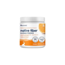 NativePath Organic Baobab Prebiotic Fiber Powder - Digestive Health Supplement - Natural Orange Flavor, 30 Servings