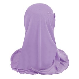 Little Girls Hijab Scarf Kids Muslim Headscarf Floral Islamic Amira Arab Instant Hijabs Head Wrap One Piece Prayer Scarves Lace Beanies Turban UV Protection Bandana Hat for 2-6 Years