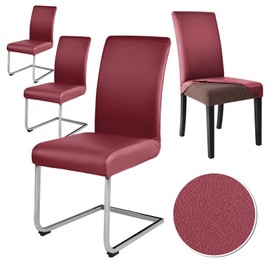 Alishomtll PU Chair Covers, Set of 4/6, Leather Stretch Chair Covers, Waterproof, Elastic Dining Room Chair Covers, Universal Washable Chairs, Protection for Kitchen, Restaurant, Hotel, Wedding