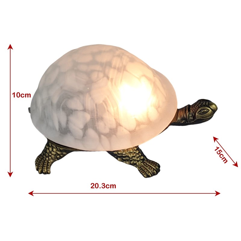 Middle-England 20.3cm Turtle/Tortoise Design Mottled White Stained Glass Tiffany Look