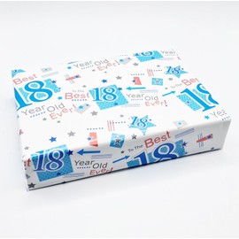 2 Sheets 18th Birthday Wrapping Paper Age 18 Birthday Blue Red Gift Wrap Male (AWU)