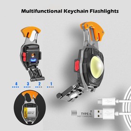 Outdoor Portable Working Lights USB Charging Rechargeable Magnet Bottle Opener Whistle Emergency Light Camping Lighting Nighttime Walking Lighting 294 Hiking Gear Travel Accessory - Color: Black