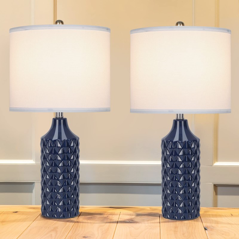 Qingmiao Modern Ceramic Table Lamp, Set of 2 - Navy