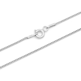 Women’s Curb Chain 925 Sterling Silver, Rhodium-Plated, 1 mm Wide, Choice of Length 36/40/45/50/55/60 cm, Silver Chain, Tarnish-Resistant, Necklace, Silver, silver