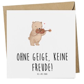 Mr. & Mrs. Panda Deluxe Karte Geige Freude - Geschenk, Musik, handgefertigte Produkte, Violine, Grußkarte, Klappkarte, Glückwunschkarte,