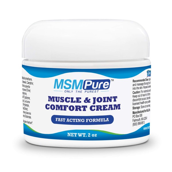 Kala Health MSMPure Maximum Strength Muscle & Joint Comfort MSM Cream, 2 oz, Fast Acting & Non-Staining Formula, Made in The USA