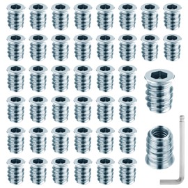 Pack of 40 Screw Nuts M6, Threaded Insert Wood M6 with Hex Key, Zinc Alloy Drive-in Nuts M6 x 15 mm, Screw-in Sleeves, Ramp Sleeve M6 for Wooden Furniture, Thread Repair (m6 15 mm)