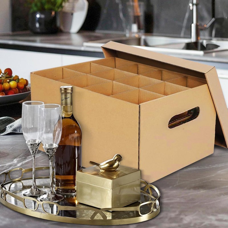 oyhqes 2 Pack Wine Glass & Dish Moving Boxes with