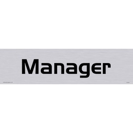 Viking Signs DV1097-L26-SV "Manager" Door Sign, Handel Gothic Font, Vinyl Silver Sticker, 225 mm H x 60 mm W
