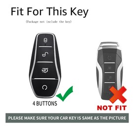 ontto Car Key fob Cover Case fit for BYD Dolphin Atto 3 Seal Song Plus Qin Tang E2 2021 2022 2023 2024 Smart Key holder Metal Leather Shell bag keyring keychain protector accessories 4 buttons Black C