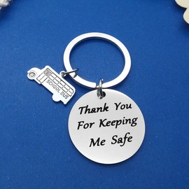 Bus Driver Keychain Gift Thank You for Keeping Me Safe Keyring Bus Driver Appreciation Gift Key Chain for Men Women School Driver Thank you Jewelry for Him her Christmas Birthday Graduation Gift