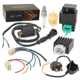HANQIMOTO Ignition Coil Kit with 5 Pin AC CDI Box Voltage Regulator Rectifier Solenoid Relay & Spark Plug for Kazuma Meerkat 50cc Falcon 70cc 90cc 110cc Taotao Roketa Coolster 110CC ATV 3050B