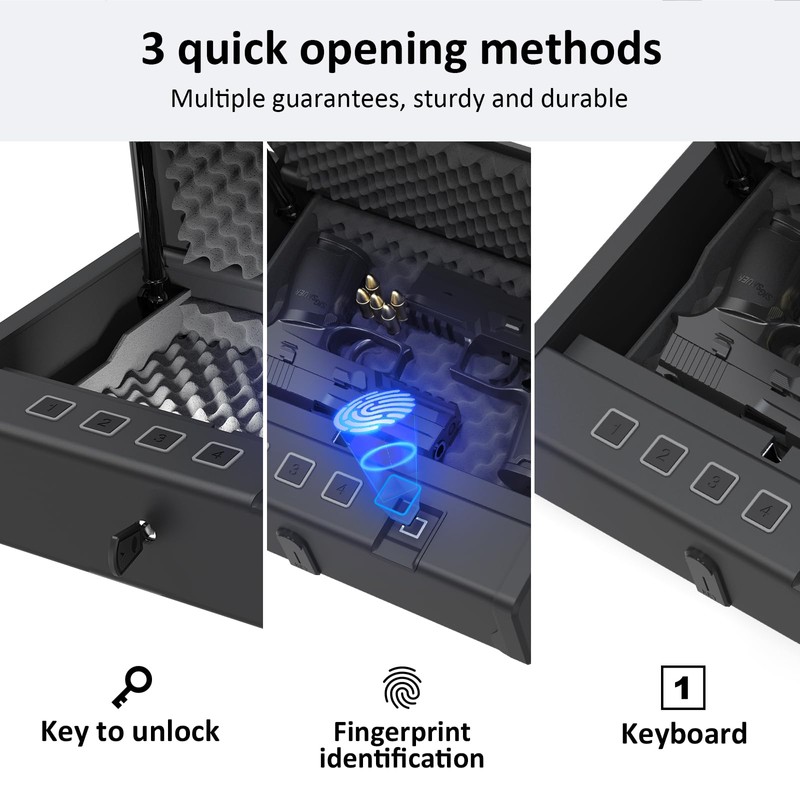 [ 20% Larger capacity ] Biometric gun safe with fingerprint