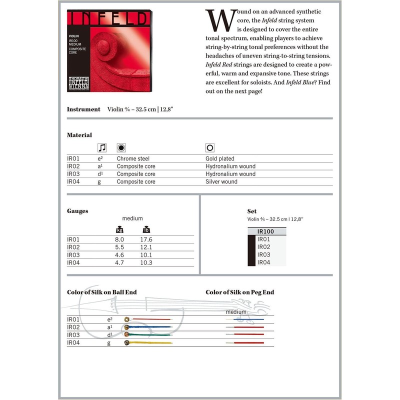THOMASTIK INFELD RED 4/4 Violin Strings A D G Set