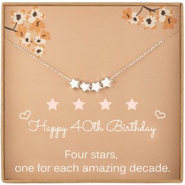 40th Birthday Gifts for Women, Sterling Silver Four Star Necklace, Dainty Star Necklace, 6mm Star Beads, 1984 Birthday Jewellery Gifts for Her