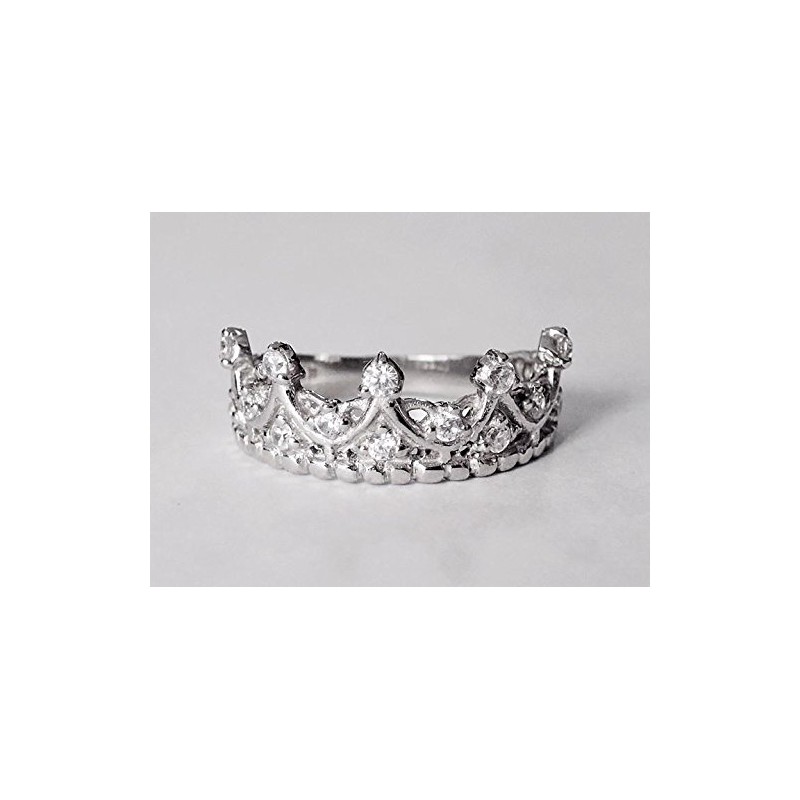Sovats Ladies Queen Crown Ring, Sterling Silver, Cubic Zirconia
