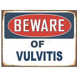 Vulvitis Beware of Blue Rustic Vintage Look 6" Wide Magnet for use on Any Steel Surface