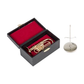 Tuba Miniature Replica Gold Brass Tone 1.5 x 3.5 Resin Stone Tabletop Figurine