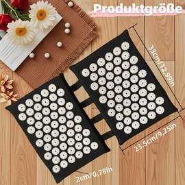 Ymoryiyi 2 x 33 cm Acupressure Mat for Feet and Back - Medical Nail Board with 110 ABS Tips, Washable Fascia Mat (Black)