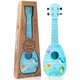 YOLOPLUS+ 17 Inch Kids Ukulele Guitar Toy 4 Strings Mini Children Musical Instruments Educational Learning Toy for Toddler Beginner Keep Tone Anti-Impact Can Play with Picks/Strap/Primary Tutorial