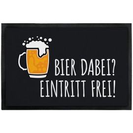 Doormat Indoor & Outdoor - Bier dabei? Entry Free! - Original Gift - Funny Doormat for Front Door | Entrance Door Mat | Christmas | Housewarming Gift | Decoration (50 x 35 cm, Black)