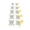 FOSIR Women's and Men's Stud Earrings, 5 Pairs Gold-Plated Stud