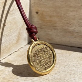Serenity Prayer Men Necklace - Medallion Rustic, Coin, Silver Cross Charm, Women Gold Pendant, Mens Gifts, God Faith, Religious Jewelry, Catholic Accessories (Antique Gold, Antique Leather)