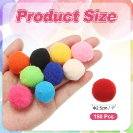 PATIKIL Pom Poms 1 Inch/2.5cm, 150 Pieces Small Pom Pom Balls Fuzzy Craft Pompoms for Crafts Arts DIY Decorations Crafting Supplies, Red