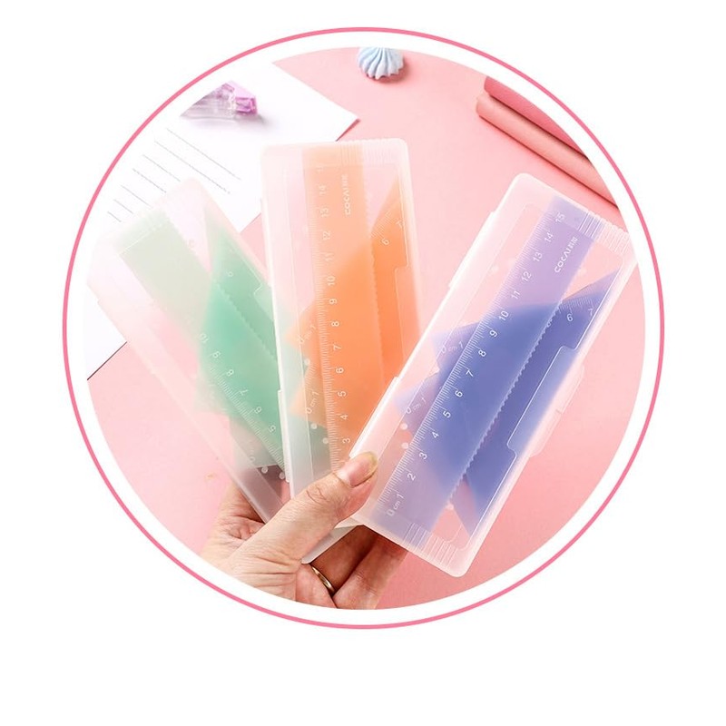 Jelly Color, 4-Piece Set, Triangle Ruler, Semicircle Protractor, Drawing Tool,