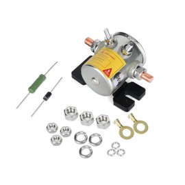 27855G01 36 Volt #70 Series Continuous Duty Solenoid Relay Nickel-Plating with Resistor & Diode Kit Compatible with EZGO Golf Cart, 4 Terminal SPNO Continuous Duty Replaces# 11761G1 27855G02 31680G1