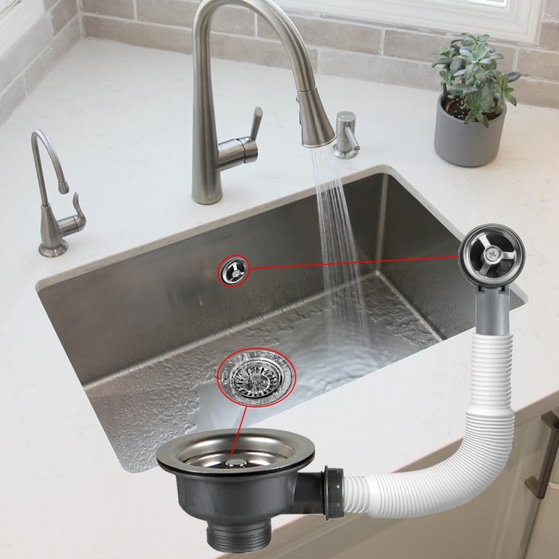 Inodiref Kitchen Sink Waste Kit with Overflow Pipes 114mm Kitchen