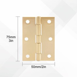 MEIDIV 10PCS Door Hinges 3 inch, 75mm Butt Hinges, Heavy Duty Interior Stainless Steel Hinges, Folding Butt Hinges, Brass Hinge for Door, Window, Wooden Box Gold
