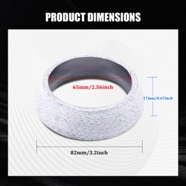 HQRNYP 65mm Car Exhaust Manifold Gasket, Exhaust Flange Gasket, Leakproof Exhausts Pipe Manifold Muffler Gaskets, Graphite Construction Exhausts Donut Muffler Gaskets for Most Cars (65mm)