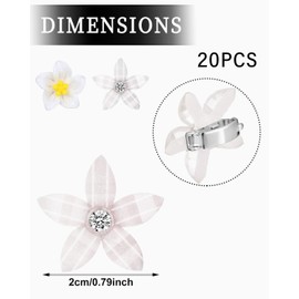 ZAMXHUG Hair Accessories Girls - 20 Pieces White Small Flower Hair Clips, Mini Cute Rhinestone Metal Hair Pins for Women, Bridal Hair Clips for Girls, Wedding, Hair Accessories, Decorative (2 Styles)
