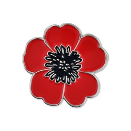 PinMart Poppy Flower Remembrance Memorial Day Enamel Lapel Pin with Magnetic Backing - Patriotic Decorations for Mens Suits - Single or Bulk Poppies For Memorial Day