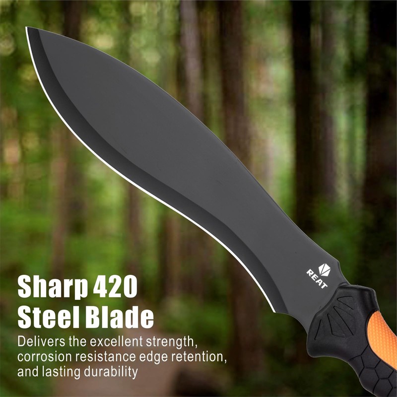REAT Gardenging Machete, 17" Heavy Duty Machete with Sheath, Ergonomic