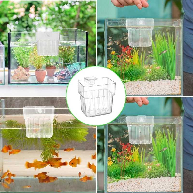 Hanging Aquarium Planter Cup, 1Pc Hanging Aquarium Planter with Hole,