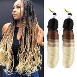 Mtmei hair French Curly Braiding Hair for Box Braids 8 Packs 18 Inch 100G/Pack Loose Wave Braiding Hair Crochet Spanish Curly Synthetic Extensions for Black Women C15 18 Inch (Pack of 8)