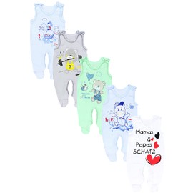TupTam Unisex Baby Romper with Print (German Text), Set of 5 - Boy 2, size: 68