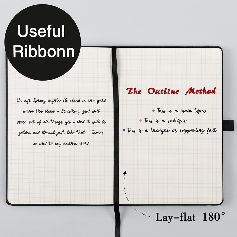 Graph Grid Paper Notebook/Journal - Classic Journal/Notebook with Ribbon Divider,